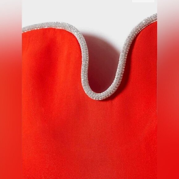 Mango, Ladies Metallic dress with neckline detail - Red. Size: 8. NWT. - Picture 6 of 14